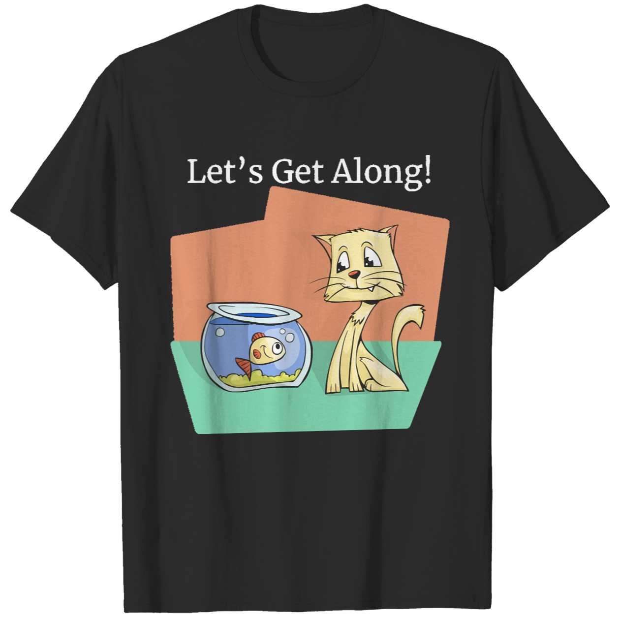 Cat And Fish Get Along Graphic Tee DZT01