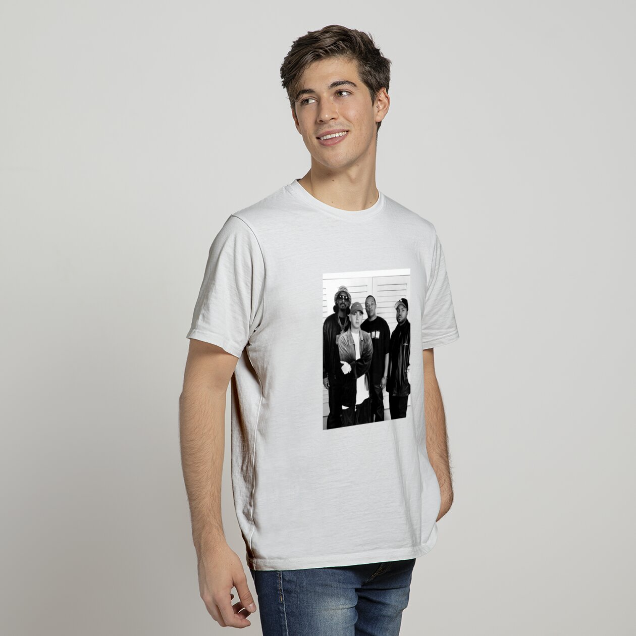 Legends of Hip Hop Vintage Graphic Tee featuring Eminem, Dr. Dre, Ice Cube, and Snoop Dogg DZT