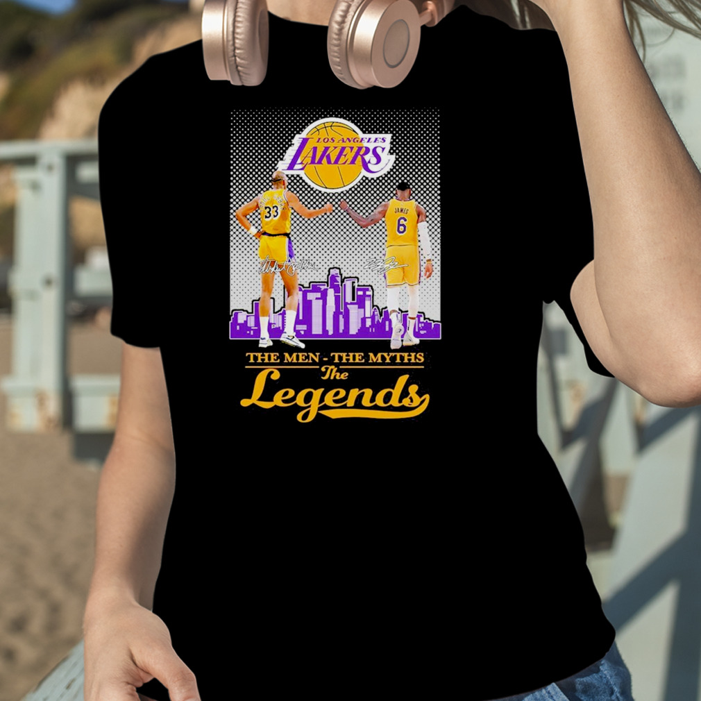 Los Angeles Lakers Abdul Jabbar and Lebron James T-Shirt DZT