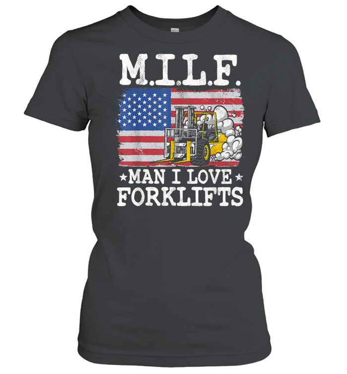 Man I Love Forklifts American Flag Forklift Driver Graphic Tee T-Shirt DZT