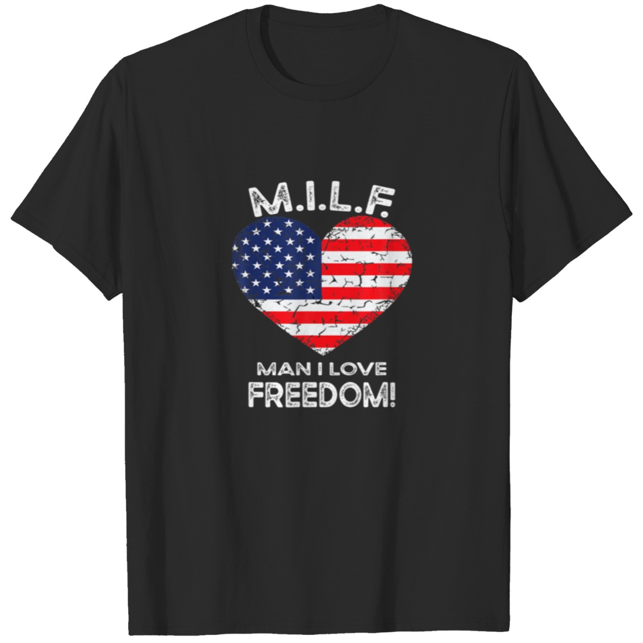 MILF Man I Love Freedom American Flag Tee DZT