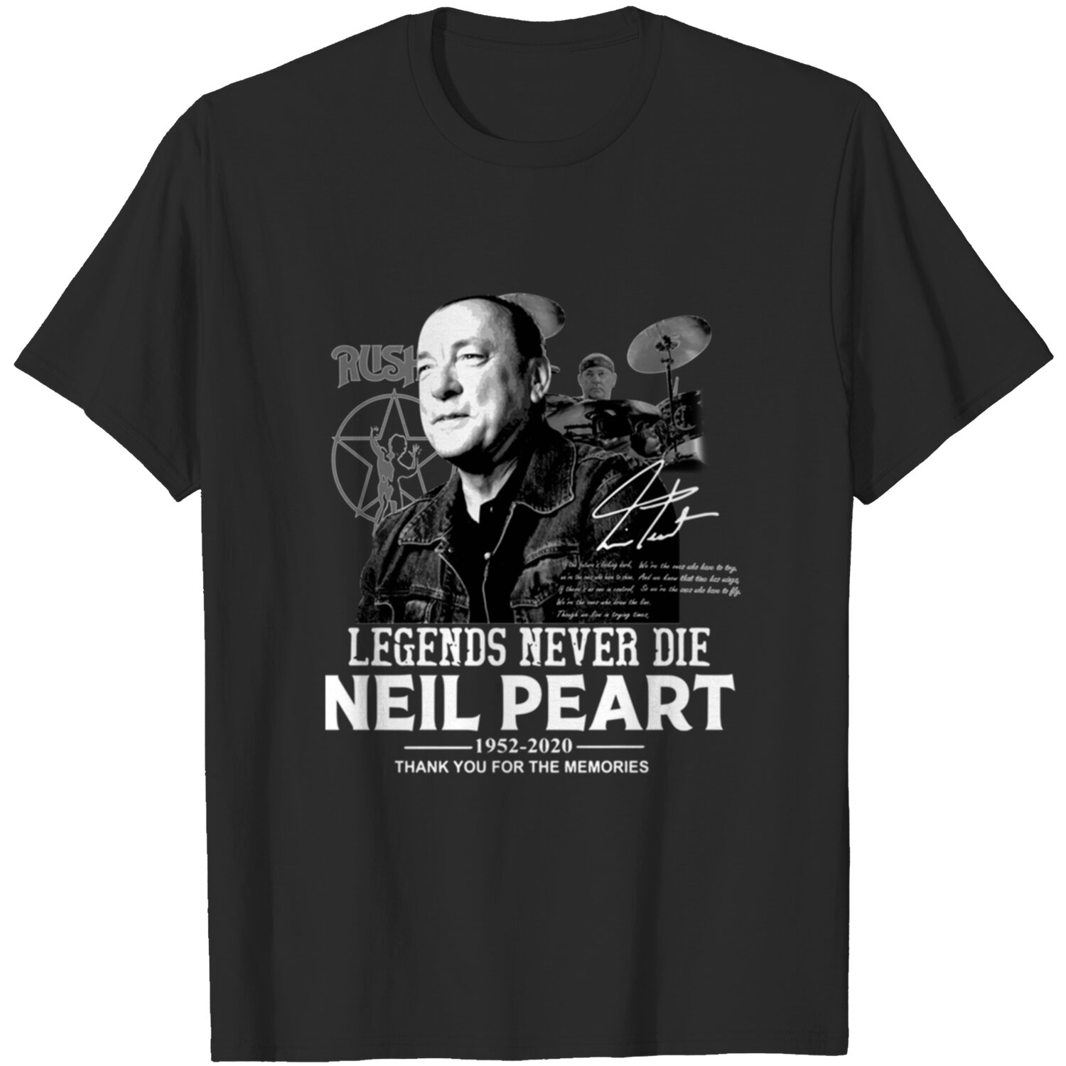 Neil Peart Legends Never Die Graphic Tee DZT
