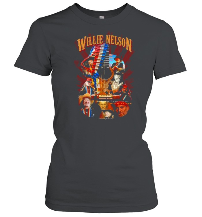 Willie Nelson American Flag Guitar Graphic Tee DZT